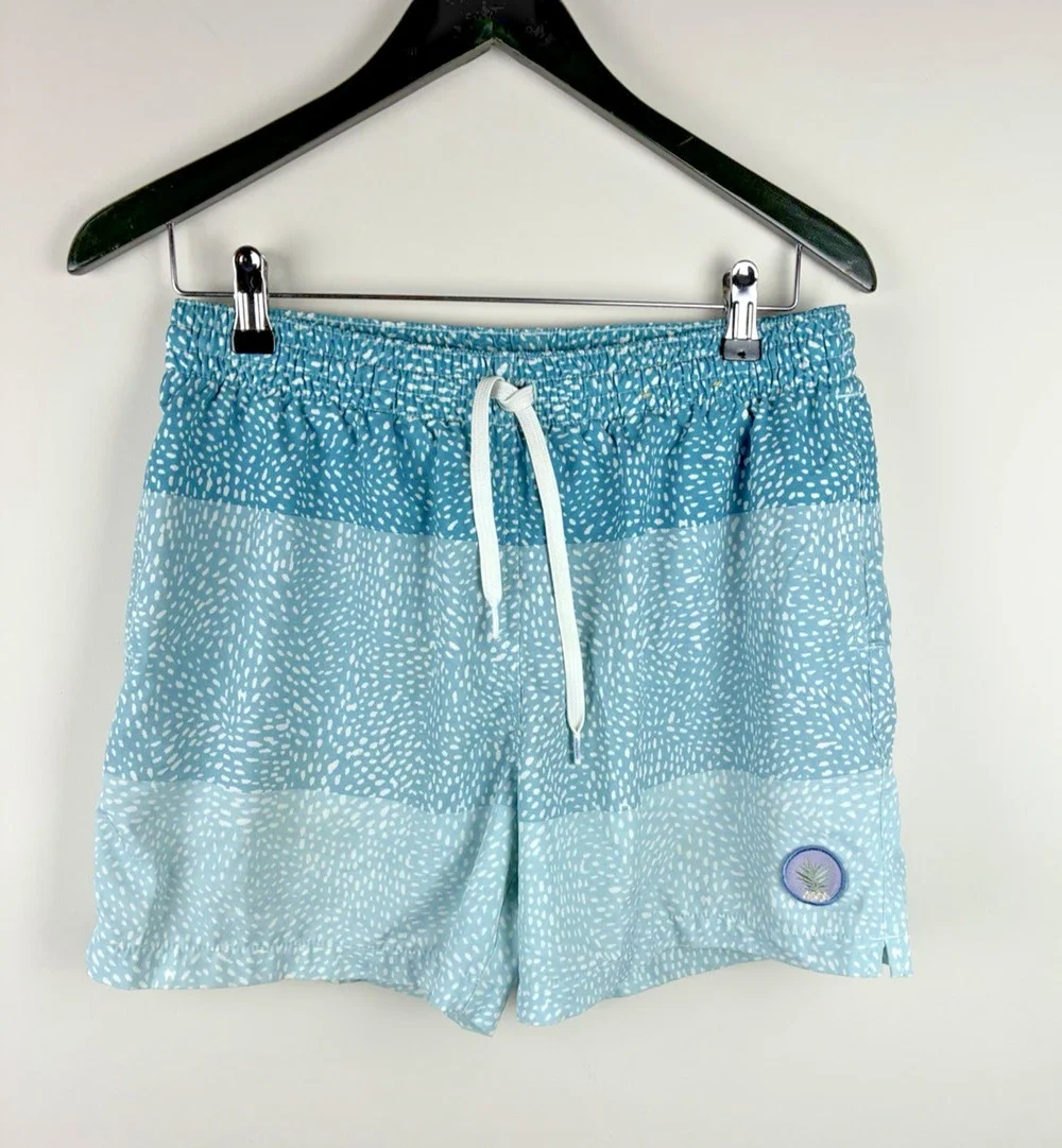 Chubbies Men’s Medium Blue Pineapple Print Swim Trunks 5.5” Lined Shorts Resort